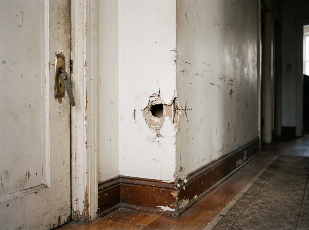 Before — a worn, damaged area of a home in need of repair