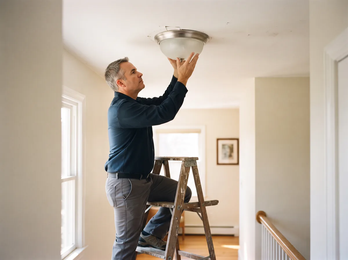 Ceiling light fixture being replaced