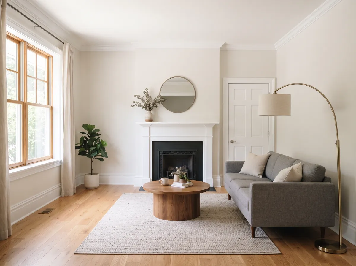 After — the same room repainted with clean walls and sharp trim lines