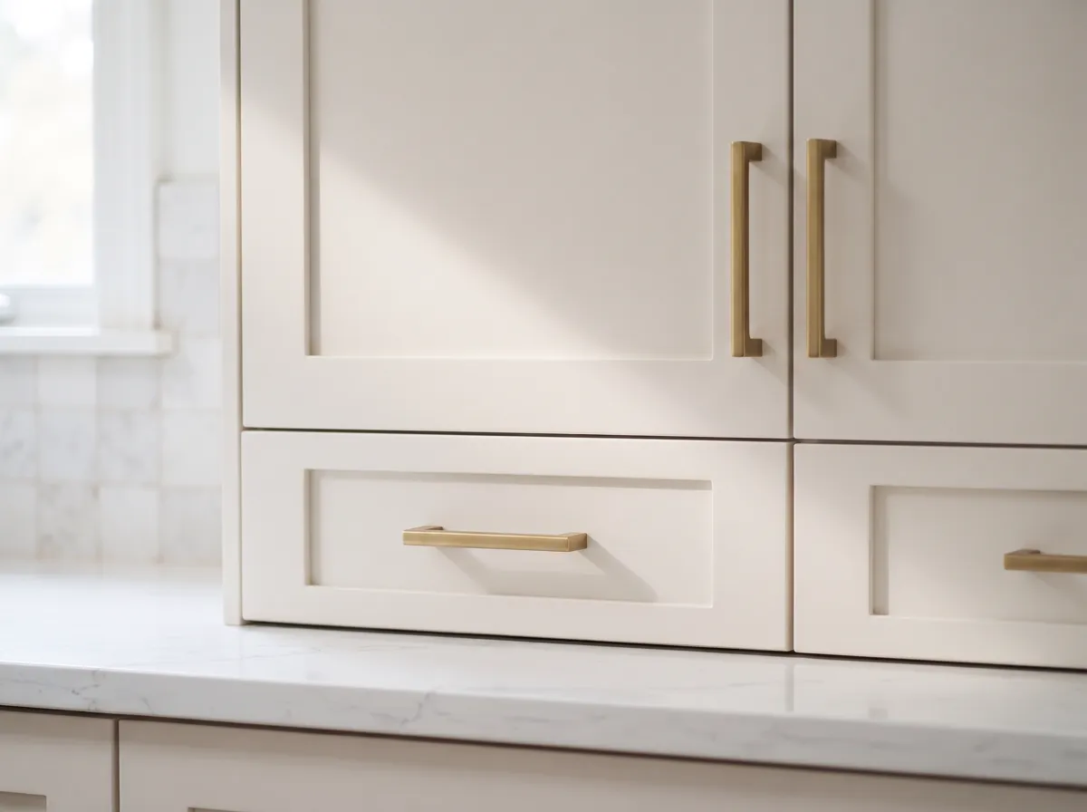 Refinished kitchen cabinet doors with a smooth sprayed finish