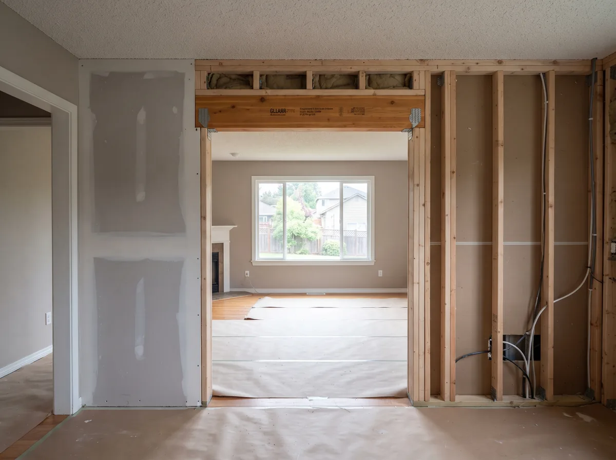 Interior wall removal opening a floor plan